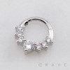 RADIANT MULTI CZ CLUSTER TIARA 316L SURGICAL STEEL SEPTUM HINGED SEGMENT RING